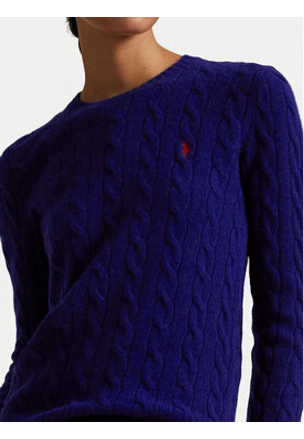 Polo Ralph Lauren Sweter 211971865012 Granatowy Slim Fit. Typ kołnierza: polo. Kolor: niebieski. Materiał: wełna