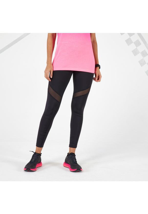 KIPRUN - Legginsy Do Biegania Kiprun Support Damskie. Kolor: czarny. Materiał: materiał