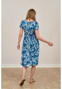 Marie Zélie - Sukienka Melania Blua. Materiał: wiskoza, skóra, materiał. Długość rękawa: krótki rękaw. Sezon: lato #3