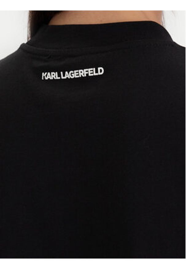 Karl Lagerfeld - KARL LAGERFELD T-Shirt A1W17013 Czarny Relaxed Fit. Typ kołnierza: dekolt w karo. Kolor: czarny. Materiał: bawełna