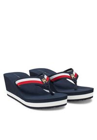 TOMMY HILFIGER - Tommy Hilfiger Japonki Th Corporate Wedge Beach Sandal FW0FW08520 Granatowy. Kolor: niebieski. Materiał: materiał #4