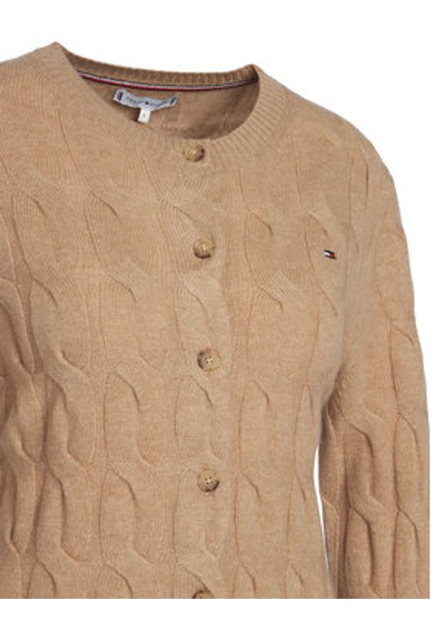 TOMMY HILFIGER - Tommy Hilfiger Kardigan WW0WW47463 Beżowy Regular Fit. Kolor: beżowy. Materiał: wełna