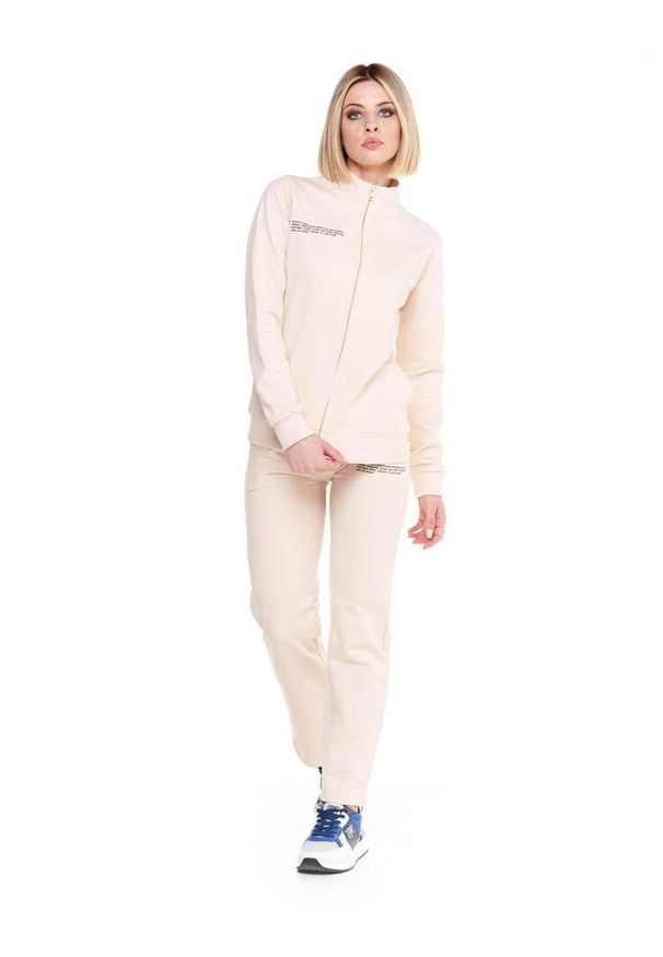 LEONE 1947 APPAREL - Damski dres Only One ze stójką i zamkiem błyskawicznym. Kolor: beżowy. Materiał: dresówka. Sport: fitness