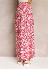 Renee - Czerwona Bawełniana Spódnica Maxi w Kwiaty Eile. Kolor: czerwony. Materiał: bawełna. Wzór: kwiaty