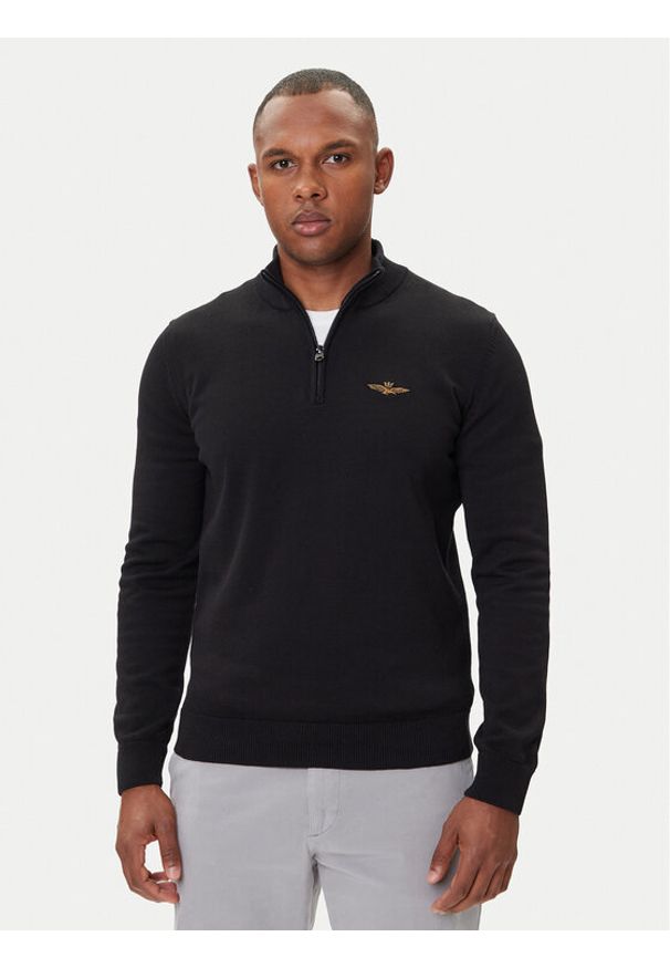 Aeronautica Militare Sweter 252MA1578UL00506 Czarny Regular Fit. Kolor: czarny. Materiał: bawełna