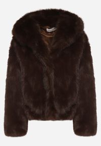 Born2be - Brązowa Kurtka Futrzana z Nieodpinanym Kapturem Vetirire. Okazja: na co dzień. Kolor: brązowy. Materiał: futro. Styl: elegancki, casual #7