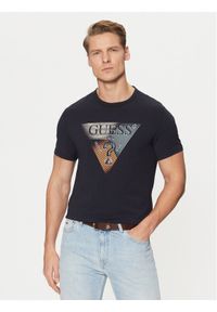 Guess T-Shirt M5RI14 J1314 Granatowy Slim Fit. Kolor: niebieski. Materiał: bawełna