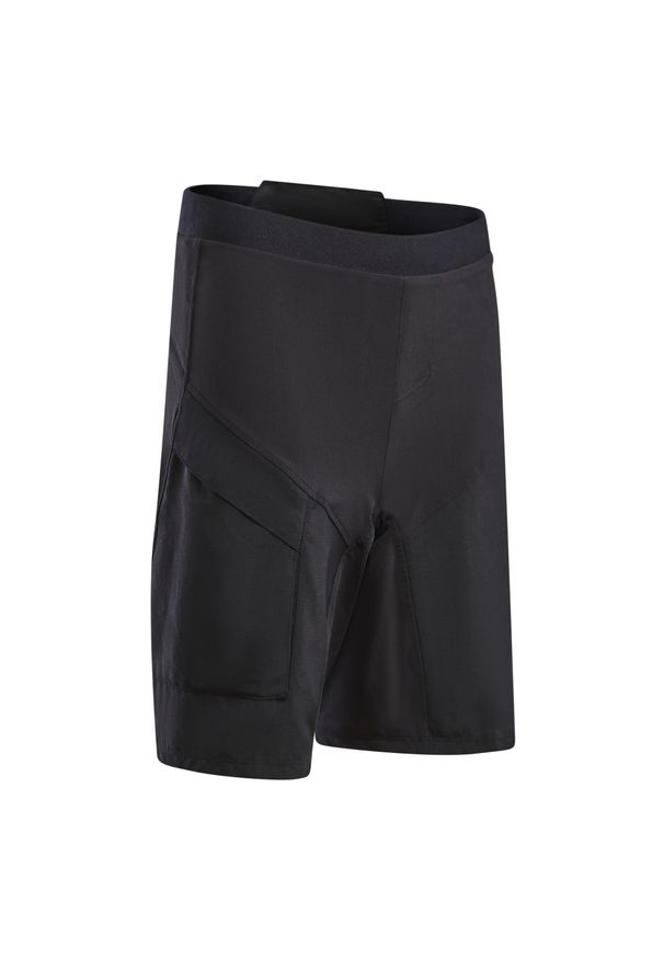 BTWIN - Szorty na rower MTB dla dzieci Rockrider 500. Kolor: czarny. Materiał: mesh, materiał. Sport: kolarstwo