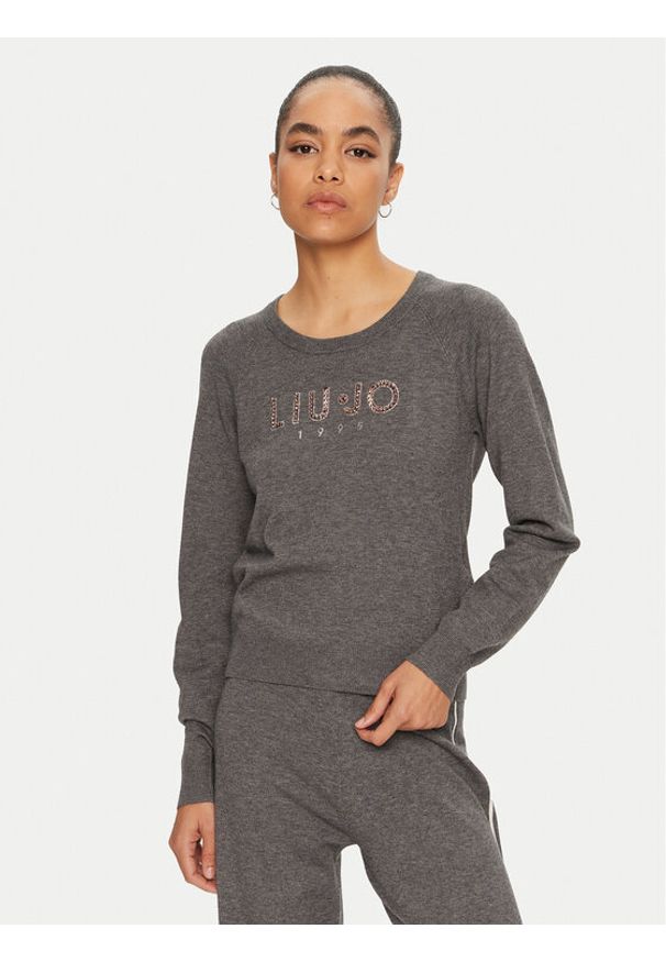 Liu Jo Sport Sweter TF4286 MS63L Szary Regular Fit. Kolor: szary. Materiał: syntetyk. Styl: sportowy