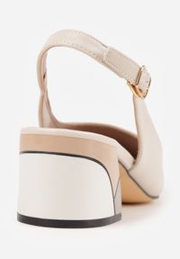 Born2be - Beżowe Czółenka VICES na Ozdobnym Słupku z Odkrytą Piętą Sanegea. Okazja: na wesele, do pracy, na co dzień, na ślub cywilny. Zapięcie: pasek. Kolor: beżowy. Materiał: jeans. Obcas: na słupku. Styl: casual, klasyczny, elegancki #3