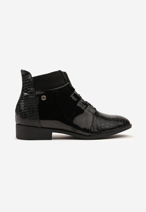 Born2be - Czarne Sznurowane Botki Vices z Eleganckim Stylu Viellie. Okazja: do pracy, na spotkanie biznesowe, na co dzień. Kolor: czarny. Materiał: jeans. Wzór: aplikacja. Obcas: na obcasie. Styl: elegancki. Wysokość obcasa: niski