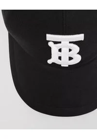 Burberry - BURBERRY - Czarna czapka z monogramem. Kolor: czarny. Materiał: bawełna. Wzór: haft #5
