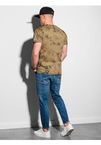 Ombre Clothing - T-shirt męski bawełniany S1372 - brązowy - XXL. Kolor: brązowy. Materiał: bawełna. Sezon: lato