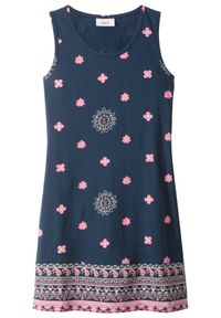 bonprix - Letnia sukienka dziewczęca. Kolor: niebieski. Materiał: materiał. Wzór: nadruk, aplikacja. Sezon: lato #1