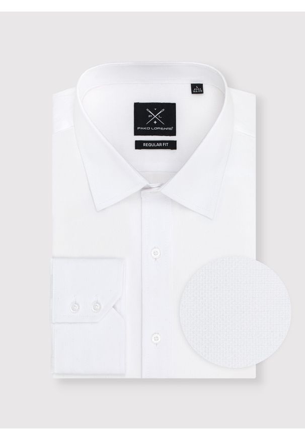 Pako Lorente - PAKO LORENTE – Koszula męska biała ASANA P000B-1X-595-B. Typ kołnierza: kołnierzyk klasyczny. Kolor: biały. Materiał: bawełna. Długość rękawa: długi rękaw. Długość: długie. Wzór: gładki. Styl: elegancki, klasyczny