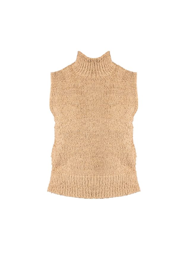Pinko Bluzka "Bevanda" | 1G17ZL A033 | Kobieta | Beżowy. Typ kołnierza: kołnierzyk stójkowy. Kolor: beżowy. Materiał: wełna, poliester, poliamid, acetat. Długość rękawa: bez rękawów