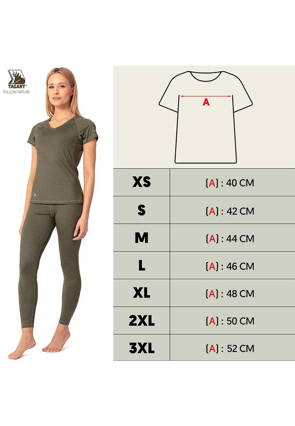TAGART - Koszulka termoaktywna turystyczna Tagart California Lady Olive ochrona UV. Kolor: zielony