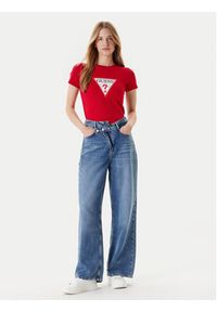 Guess Jeans T-Shirt W4YI04 J1314 Czerwony Slim Fit. Kolor: czerwony. Materiał: bawełna #4