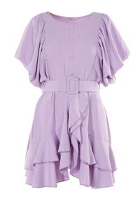 Born2be - Liliowa Sukienka Zelinoe. Kolor: fioletowy. Materiał: materiał. Typ sukienki: koszulowe. Długość: mini #2