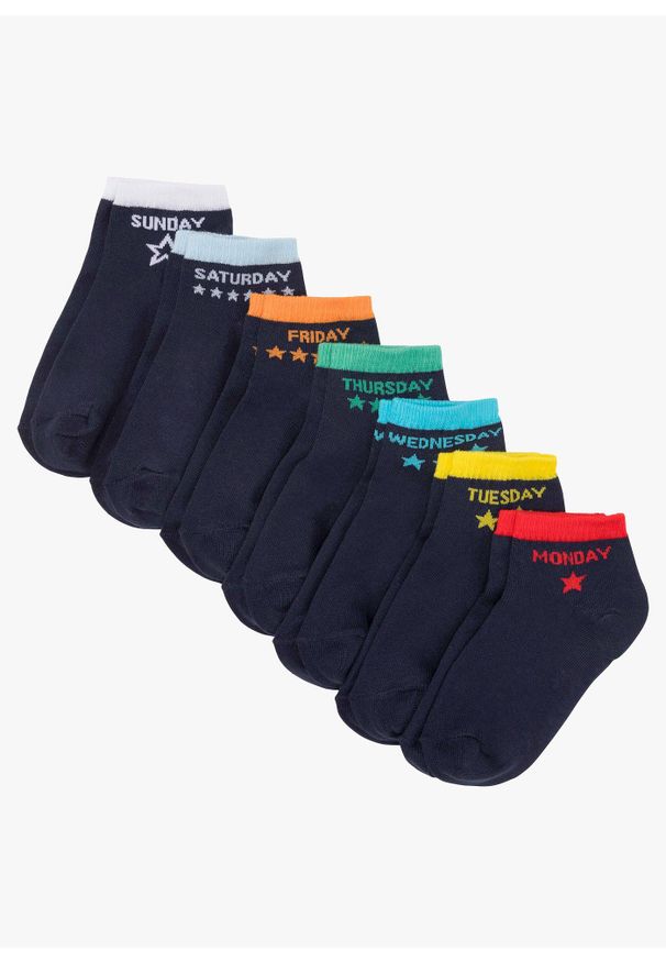 bonprix - Krótkie skarpetki (7 par). Kolor: niebieski. Długość: krótkie