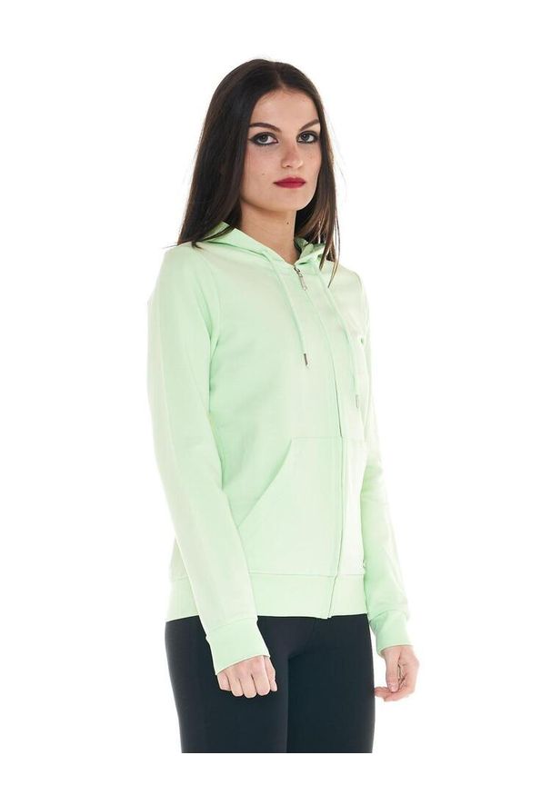 LEONE 1947 APPAREL - Damska podstawowa bluza z kapturem i zamkiem. Typ kołnierza: kaptur. Kolor: zielony. Materiał: tkanina. Sport: fitness