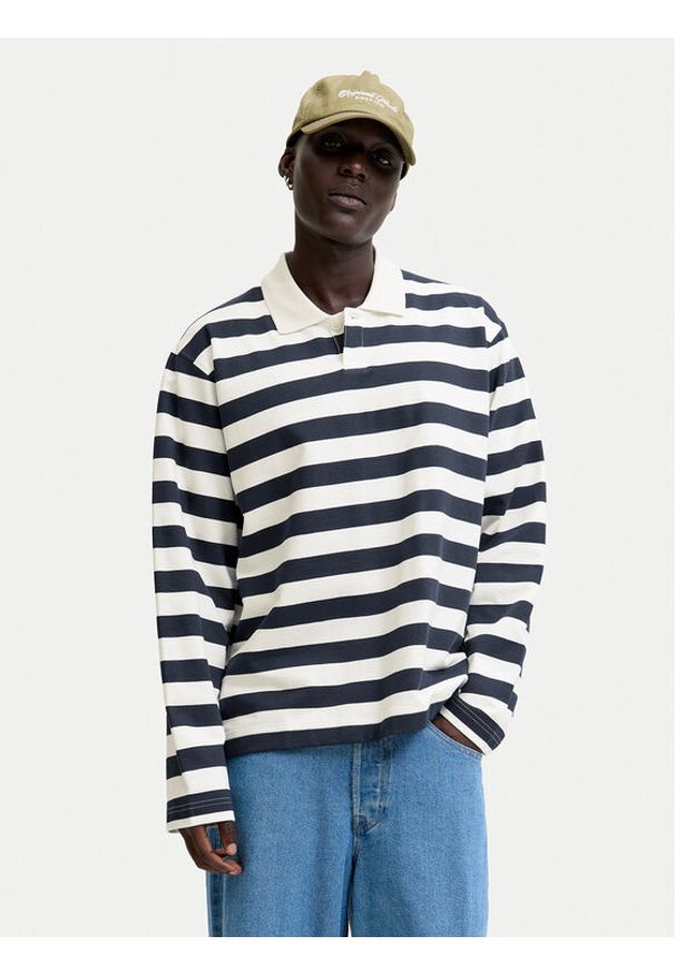 Jack & Jones Polo Bleecker 12285805 Granatowy Loose Fit. Typ kołnierza: polo. Kolor: niebieski. Materiał: bawełna