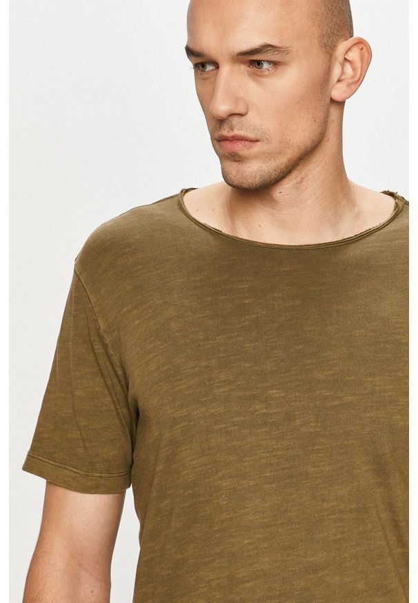 Jack & Jones - T-shirt. Okazja: na co dzień. Kolor: zielony. Materiał: bawełna, dzianina. Styl: casual
