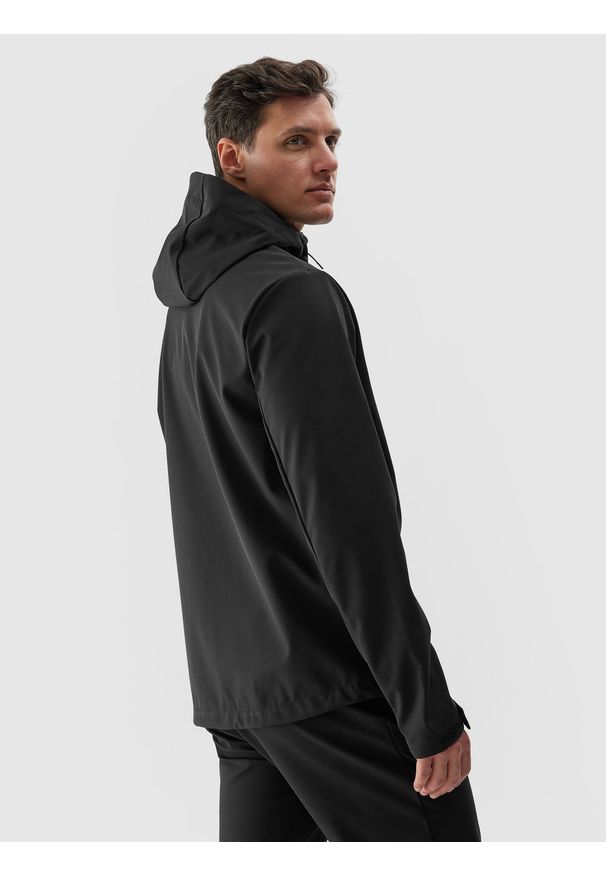 4f - 4F Kurtka softshell wiatroodporna membrana 5000 męska - czarna 3XL. Typ kołnierza: kołnierzyk stójkowy, kaptur. Kolor: czarny. Materiał: softshell. Technologia: Windstopper. Sezon: zima. Sport: wspinaczka
