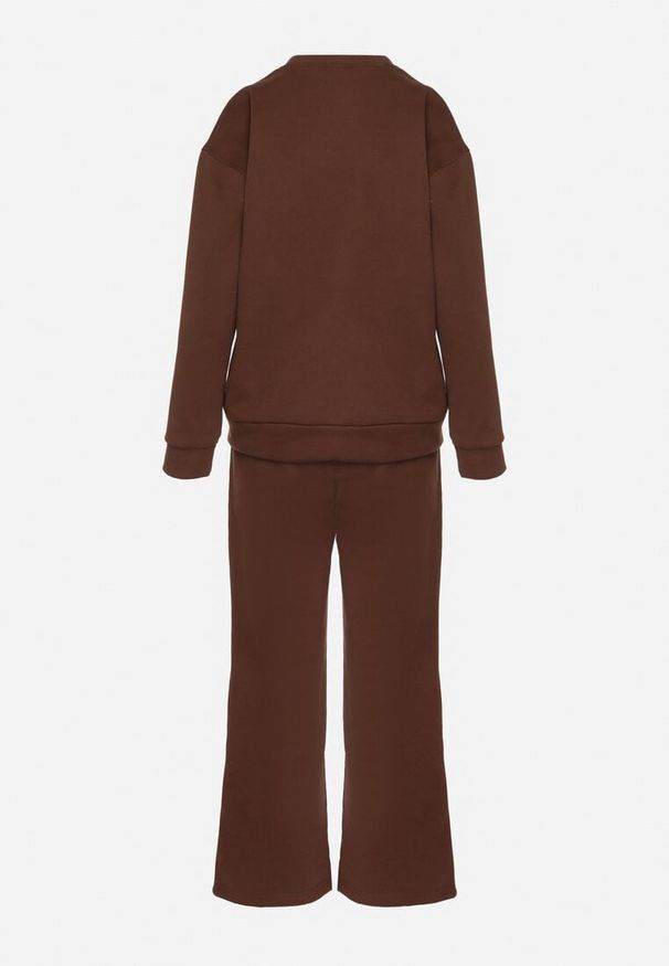 Born2be - Brązowy Bawełniany Komplet Dresowy Oversize z Ociepleniem Bluza i Spodnie Cantila. Kolor: brązowy. Materiał: dresówka, bawełna. Sport: turystyka piesza