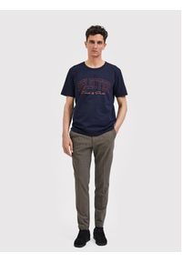 Selected Homme T-Shirt Bene 16085656 Granatowy Regular Fit. Kolor: niebieski. Materiał: bawełna