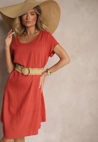 Renee - Czerwona Sukienka z Wiskozy o Rozkloszowanym Kroju Irisena. Okazja: na co dzień. Kolor: czerwony. Materiał: wiskoza. Typ sukienki: proste. Styl: elegancki, casual
