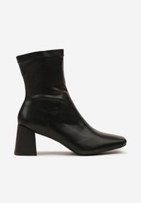 Renee - Czarne Botki na Stożku Vices z Elastyczną Cholewką Giolaria. Okazja: na co dzień. Kolor: czarny. Materiał: jeans. Szerokość cholewki: normalna. Obcas: na stożku. Styl: street, casual, elegancki. Wysokość obcasa: średni #4