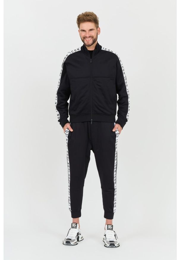 DSQUARED2 Czarna męska bluza Dean Sport Fit, Rozmiar XL. Kolor: czarny. Styl: sportowy
