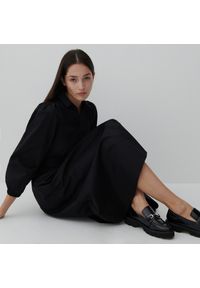 Reserved - Sukienka z bawełny organicznej - Czarny. Kolor: czarny. Materiał: bawełna #1