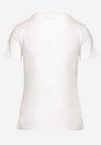 Born2be - Biały Bawełniany T-shirt Bluzka z Delikatnym Haftem z Przodu Acindra. Kolor: biały. Materiał: bawełna. Wzór: haft #3