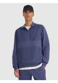 4f - 4F Bluza dresowa nierozpinana bez kaptura męska - granatowa M. Okazja: na co dzień. Typ kołnierza: bez kaptura. Kolor: niebieski. Materiał: dresówka. Styl: casual