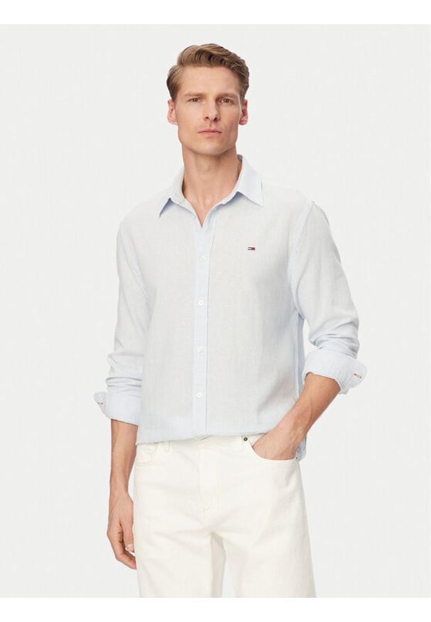 Tommy Jeans Koszula DM0DM22761 Niebieski jasny Regular Fit. Kolor: niebieski. Materiał: len