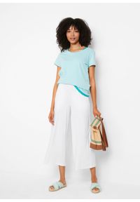 bonprix - Spodnie z dżerseju 7/8, z lejącej mieszanki wiskozy. Kolor: biały. Materiał: jersey, wiskoza #2