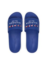 TOMMY HILFIGER - Tommy Hilfiger Klapki Flags Pool Slide FM0FM05431 Niebieski. Kolor: niebieski. Materiał: skóra #4