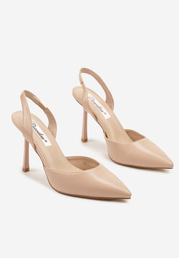 Renee - Beżowe Sandały na Szpilce ze Szpiczastym Noskiem i Odkrytą Piętą Deralise. Okazja: na co dzień, na spotkanie biznesowe, do pracy. Nosek buta: szpiczasty. Kolor: beżowy. Materiał: jeans. Obcas: na szpilce. Styl: biznesowy, casual, elegancki, klasyczny. Wysokość obcasa: średni