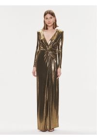 Nissa Sukienka wieczorowa RS14413 Złoty Slim Fit. Kolor: złoty. Materiał: syntetyk. Styl: wizytowy #1