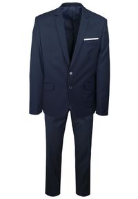 Męski, Taliowany Garnitur (Wesele, Studniówka) - Casino - Ciemny Granat. Materiał: poliester, wiskoza #1