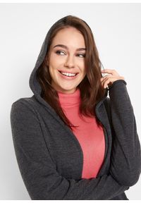 bonprix - Długi sweter bez zapięcia z kapturem. Typ kołnierza: kaptur. Kolor: szary. Długość: długie #2