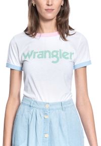 Wrangler - WRANGLER RINGER TEE REAL WHITE W7N0EVXW1. Wzór: kolorowy, nadruk #7