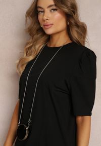 Renee - Czarna Pudełkowa Sukienka Mini z Saszetką Dalana. Okazja: na co dzień. Kolor: czarny. Materiał: jeans, materiał, wiskoza. Długość rękawa: krótki rękaw. Sezon: lato, wiosna. Styl: elegancki, casual. Długość: mini #3