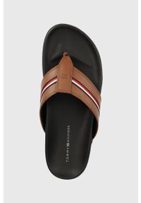 TOMMY HILFIGER - Tommy Hilfiger japonki HILFIGER LEATHER TOE POST SANDAL męskie kolor brązowy FM0FM04460. Kolor: brązowy. Materiał: poliester, materiał, guma #5
