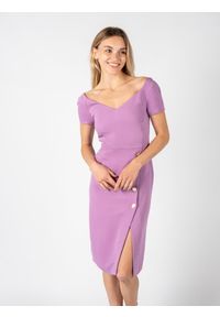 Pinko Sukienka "Malizioso" | 1G15U2 8385 | Kobieta | Fioletowy, Różowy. Kolor: fioletowy, różowy, wielokolorowy. Materiał: elastan, wiskoza. Długość rękawa: krótki rękaw. Wzór: aplikacja. Typ sukienki: dopasowane. Długość: midi #3