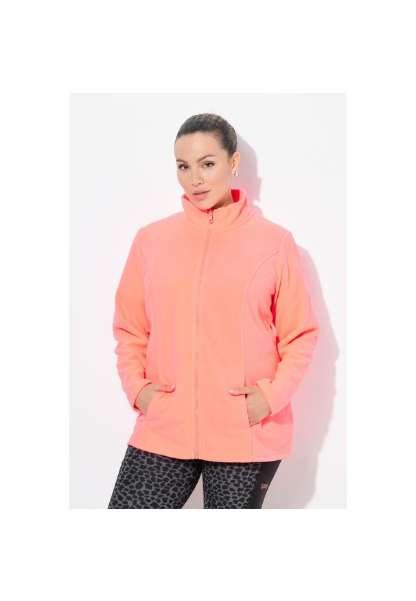 ULLA POPKEN - Damskie Bluza polarowa system modułowy do wpinania z recyklingu. Kolekcja: plus size. Kolor: różowy. Materiał: poliester, materiał