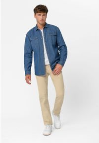 Volcano - Beżowe jeansy, Regular Fit, D-QUBE. Okazja: na co dzień. Kolor: beżowy. Styl: casual