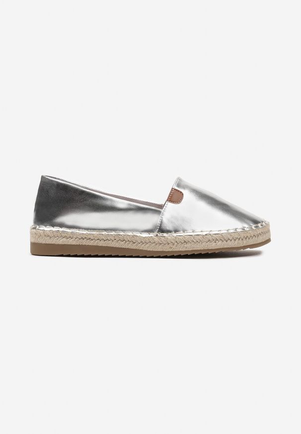 Renee - Srebrne Płaskie Casualowe Espadryle w Stylu Boho Lephea. Okazja: na co dzień. Zapięcie: bez zapięcia. Kolor: srebrny. Materiał: len. Sezon: lato. Styl: boho, casual